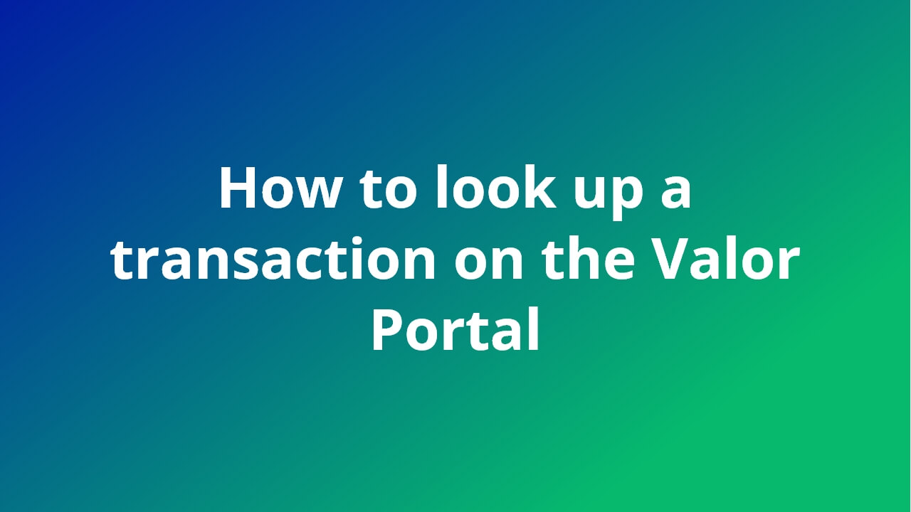 How to look up a transaction on the Valor Portal