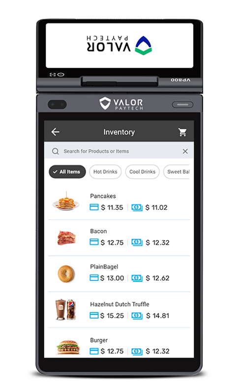 VP800 Menu and Inventory Mobile