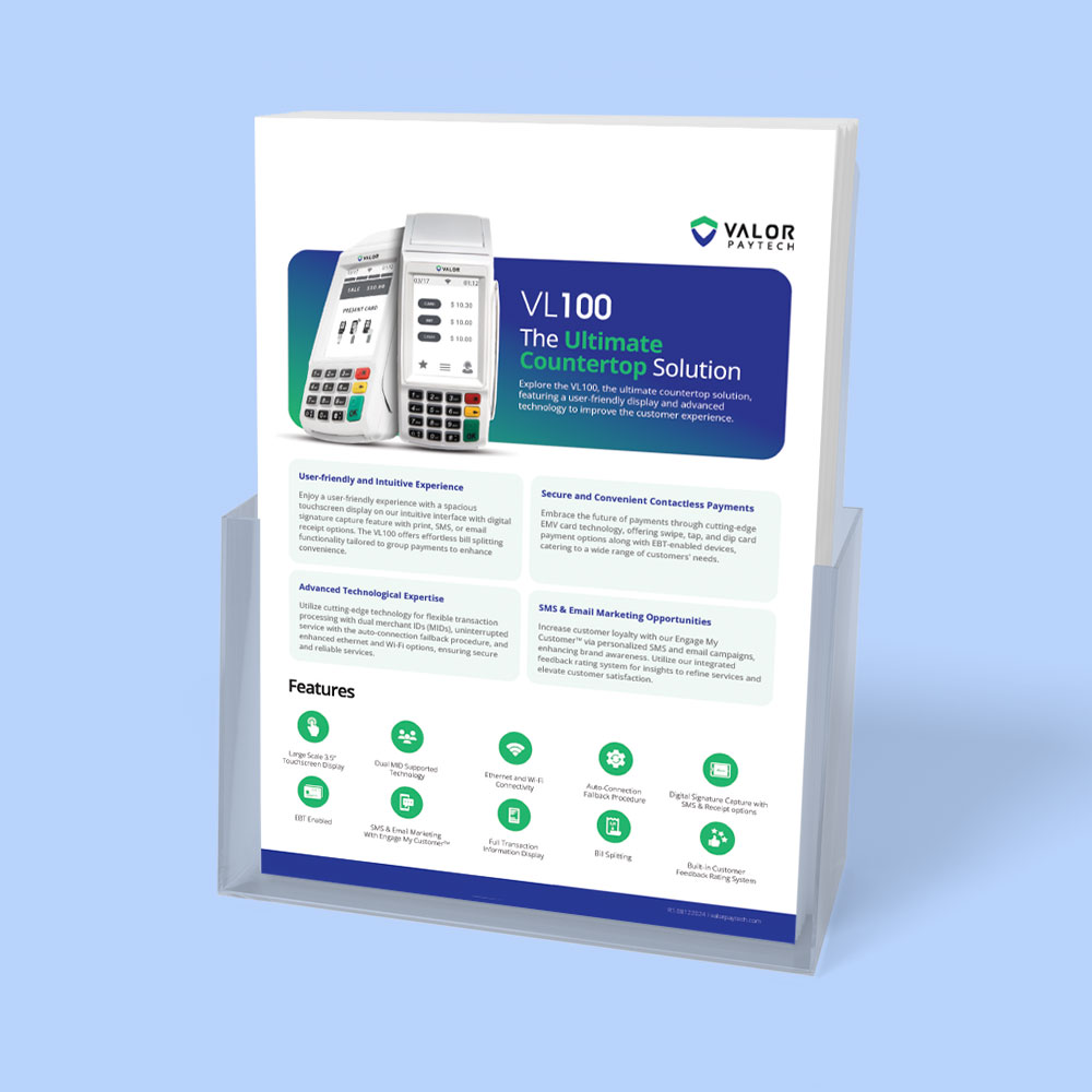 Valor PayTech VL100 Merchant Sales Flyer PDF Download