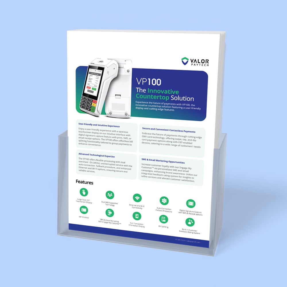 Valor PayTech VP100 Merchant Sales Flyer PDF Download