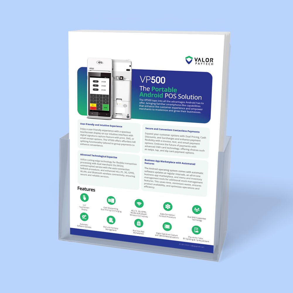 Valor PayTech VP500 Merchant Sales Flyer PDF Download