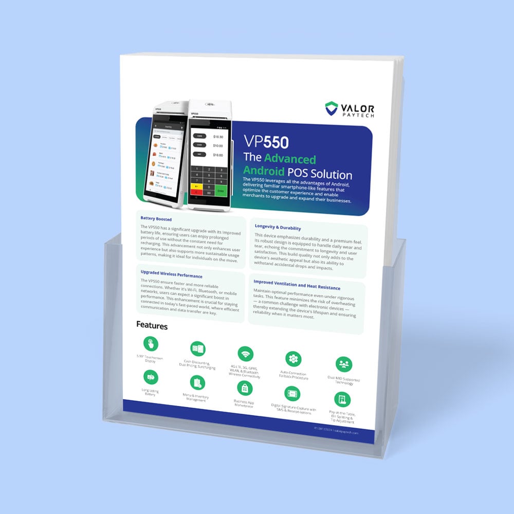 Valor PayTech VP550 Merchant Sales Flyer PDF Download