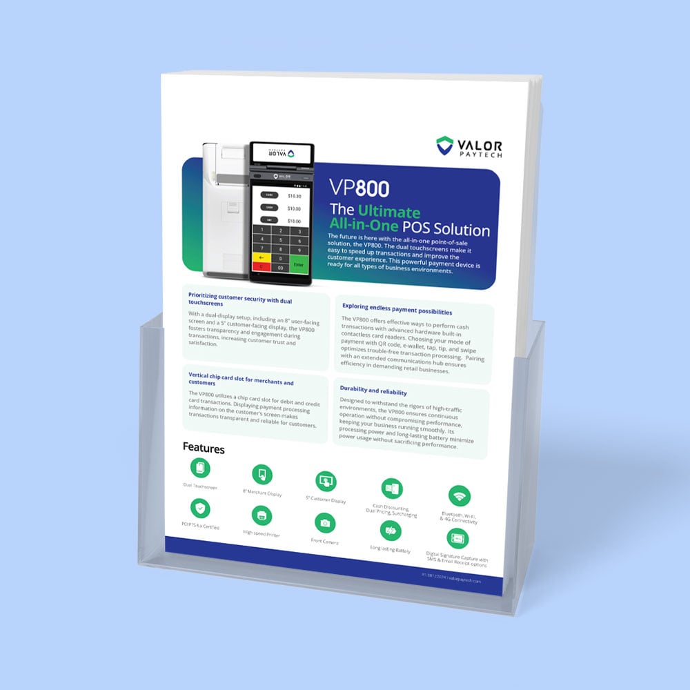 Valor PayTech VP800 Merchant Sales Flyer PDF Download
