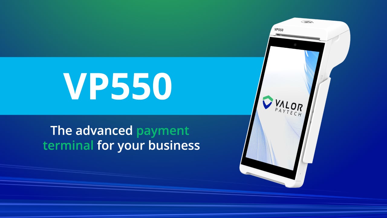 Valor PayTech VP550 demo video thumbnail showcasing smart payment terminal features