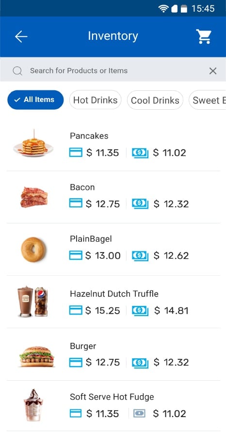 Menu & inventory management
